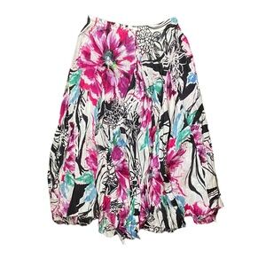 INDIKKA Botanical Garden Floral Colorful Midi Skirt‎ Small Elastic Waist